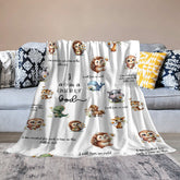 Lofaris White Cute Floral Animals Pattern Text Baby Blanket